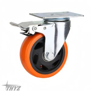 GARRUCHA PLATAFORMA GIRATORIA C/FRENO 4 RUEDA PP NARANJA 90kg THYZ