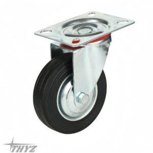 RUEDA DE CAUCHO 125mm CON SOPORTE PLATAFORMA GIRATORIA 80kgs THYZ
