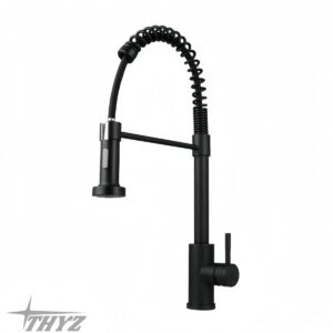 LLAVE PARA COCINA MESON ACERO INOX SUS304 NEGRO MATE MONOMANDO EXTENSIBLE TY-692 THYZ