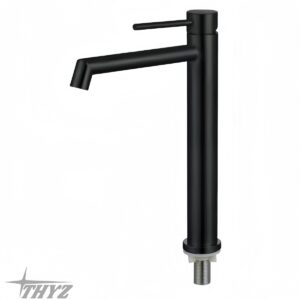 LLAVE ALTO PARA LAVAMANOS ACERO INOX SUS304 NEGRO MATE TY-699 THYZ