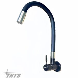 LLAVE PARA COCINA PARED ACERO INOX SUS304 NEGRO MATE CUELLO FLEXIBLE TY-713 THYZ