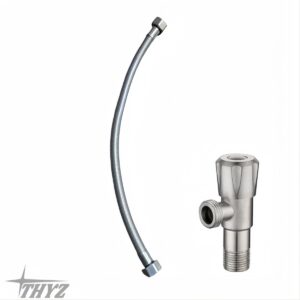 LLAVE ANGULAR PARA LAVAMANOS CON MANGUERA DE 16 ACERO INOX SUS304 THYZ