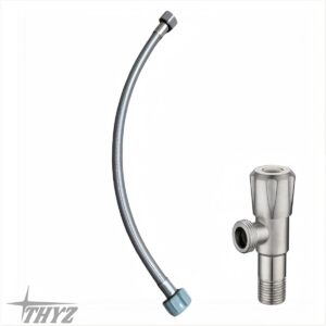 LLAVE ANGULAR PARA INODORO CON MANGUERA DE 16 ACERO INOX SUS304 THYZ